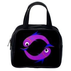 Purple Fishes Classic Handbags (one Side) by Valentinaart