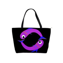 Purple Fishes Shoulder Handbags