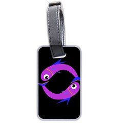 Purple Fishes Luggage Tags (two Sides) by Valentinaart