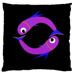 Purple Fishes Large Cushion Case (two Sides)