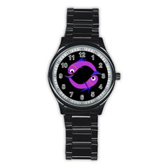 Purple Fishes Stainless Steel Round Watch