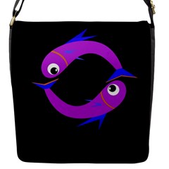 Purple Fishes Flap Messenger Bag (s) by Valentinaart