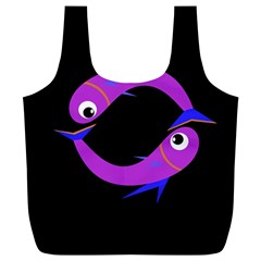 Purple Fishes Full Print Recycle Bags (l)  by Valentinaart