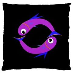 Purple Fishes Standard Flano Cushion Case (two Sides)