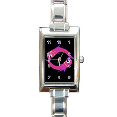 Magenta Fishes Rectangle Italian Charm Watch