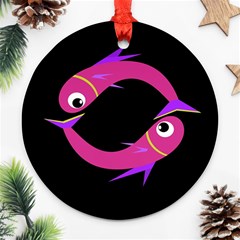 Magenta Fishes Ornament (round) 