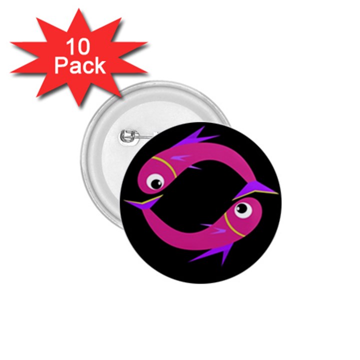 Magenta fishes 1.75  Buttons (10 pack)