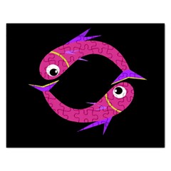 Magenta Fishes Rectangular Jigsaw Puzzl by Valentinaart