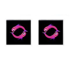 Magenta Fishes Cufflinks (square)