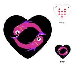 Magenta Fishes Playing Cards (heart)  by Valentinaart