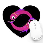 Magenta fishes Heart Mousepads Front