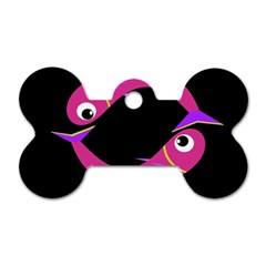 Magenta Fishes Dog Tag Bone (one Side)