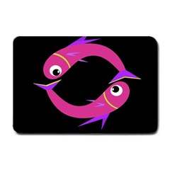 Magenta Fishes Small Doormat  by Valentinaart