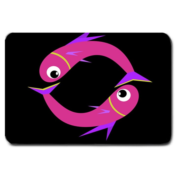 Magenta fishes Large Doormat 