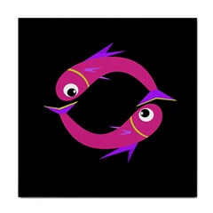 Magenta Fishes Face Towel by Valentinaart