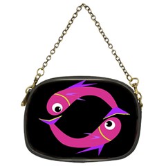 Magenta Fishes Chain Purses (two Sides) 