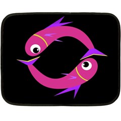 Magenta Fishes Fleece Blanket (mini)