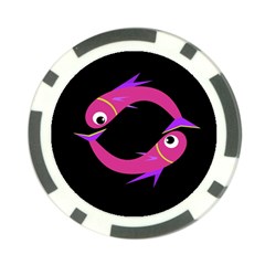 Magenta Fishes Poker Chip Card Guards (10 Pack)  by Valentinaart