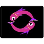 Magenta fishes Fleece Blanket (Large)  80 x60  Blanket Front