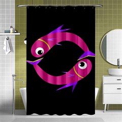 Magenta Fishes Shower Curtain 48  X 72  (small)  by Valentinaart