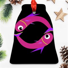 Magenta Fishes Bell Ornament (2 Sides) by Valentinaart