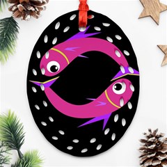 Magenta Fishes Ornament (oval Filigree) 