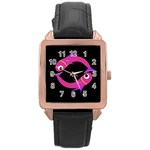 Magenta fishes Rose Gold Leather Watch  Front