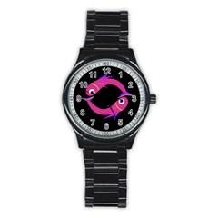 Magenta Fishes Stainless Steel Round Watch