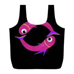 Magenta Fishes Full Print Recycle Bags (l)  by Valentinaart