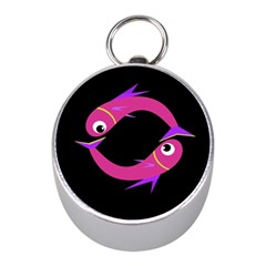 Magenta Fishes Mini Silver Compasses