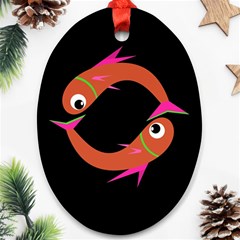 Orange Fishes Ornament (oval) 