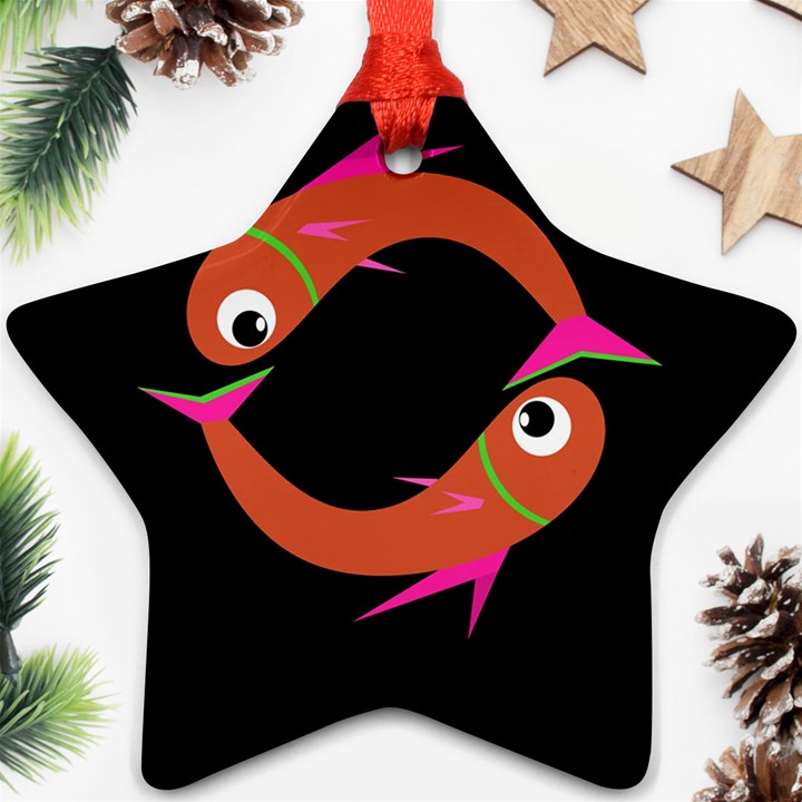 Orange fishes Ornament (Star) 