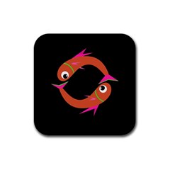 Orange Fishes Rubber Coaster (square) 