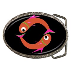 Orange Fishes Belt Buckles by Valentinaart