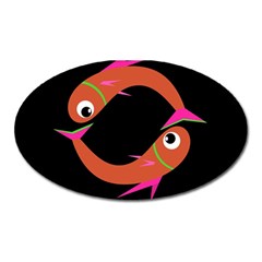 Orange Fishes Oval Magnet