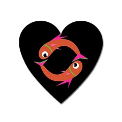 Orange Fishes Heart Magnet