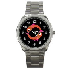 Orange Fishes Sport Metal Watch