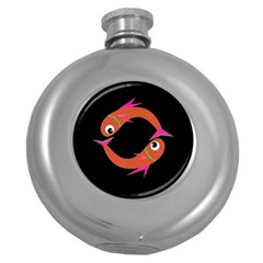 Orange Fishes Round Hip Flask (5 Oz)