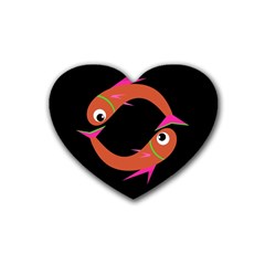 Orange Fishes Heart Coaster (4 Pack) 