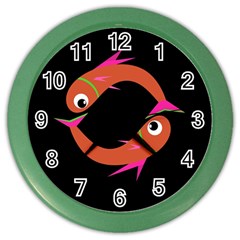 Orange Fishes Color Wall Clocks