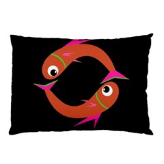 Orange Fishes Pillow Case (two Sides) by Valentinaart