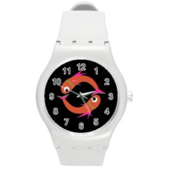 Orange Fishes Round Plastic Sport Watch (m)