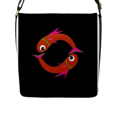 Orange Fishes Flap Messenger Bag (l) 