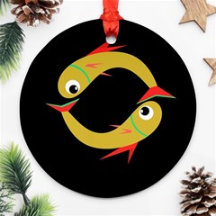 Yellow Fishes Ornament (round) 