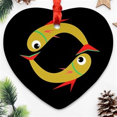 Yellow Fishes Ornament (heart) 