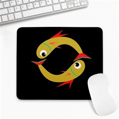 Yellow Fishes Large Mousepads by Valentinaart