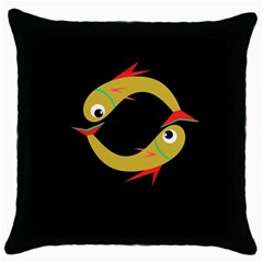 Yellow Fishes Throw Pillow Case (black)