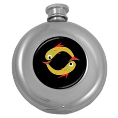 Yellow Fishes Round Hip Flask (5 Oz)