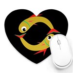 Yellow fishes Heart Mousepads Front