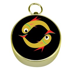 Yellow Fishes Gold Compasses by Valentinaart